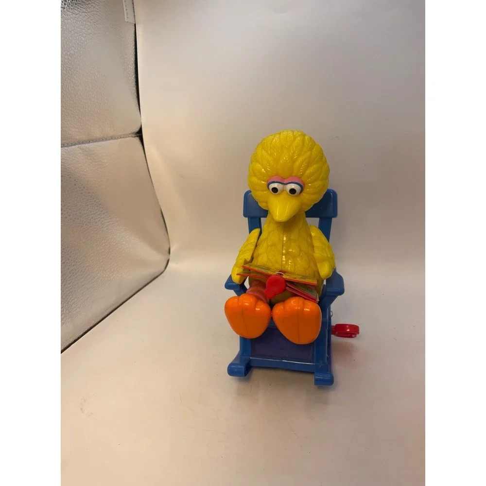Vintage IUCO Big Bird Musical Wind Up Toy Rocking Chair Muppets Sesame Street